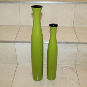 2 Green Vases